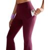 RUNNING GIRL Flare Pants with Pockets, High Waist Yoga Pants Buttery Soft Bootcut Wide Leg Leggings for Women(Maroon)