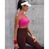 RUNNING GIRL High Impact Sports Bras for Women – Scoop Neck Strappy Sports Bra High Support Moulded Cup Workout Bra(A-hot Pink)
