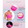 RUNNING GIRL High Impact Sports Bras for Women – Scoop Neck Strappy Sports Bra High Support Moulded Cup Workout Bra(A-hot Pink)