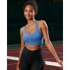 RUNNING GIRL High Impact Sports Bras for Women – Scoop Neck Strappy Sports Bra High Support Moulded Cup Workout Bra(A-light Blue)