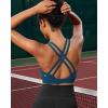 RUNNING GIRL High Impact Sports Bras for Women – Scoop Neck Strappy Sports Bra High Support Moulded Cup Workout Bra(A-navy Blue)