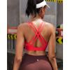 RUNNING GIRL High Impact Sports Bras for Women – Scoop Neck Strappy Sports Bra High Support Moulded Cup Workout Bra(A-red)