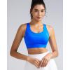 RUNNING GIRL High Impact Sports Bras for Women – Scoop Neck Strappy Sports Bra High Support Moulded Cup Workout Bra(Bright Blue)
