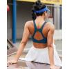 RUNNING GIRL High Impact Sports Bras for Women, High Support Running Strappy Women’s Sports Bra with Sewn in Pads(H-dark Blue)