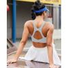 RUNNING GIRL High Impact Sports Bras for Women, High Support Running Strappy Women’s Sports Bra with Sewn in Pads(H-grey)