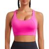 RUNNING GIRL High Impact Sports Bras for Women, High Support Running Strappy Women’s Sports Bra with Sewn in Pads(H-hot Pink)