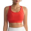 RUNNING GIRL High Impact Sports Bras for Women, High Support Running Strappy Women’s Sports Bra with Sewn in Pads(H-red)