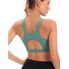 RUNNING GIRL High Impact Sports Bras for Women,Racerback Running Bra Workout Crop Tank Tops Longline Sports Bra Push up(D-dark Green)