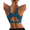 RUNNING GIRL High Impact Sports Bras for Women,Racerback Running Bra Workout Crop Tank Tops Longline Sports Bra Push up(D-green Leopard Multi)