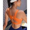 RUNNING GIRL High Impact Sports Bras for Women,Racerback Running Bra Workout Crop Tank Tops Longline Sports Bra Push up(D-orange)