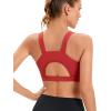 RUNNING GIRL High Impact Sports Bras for Women,Racerback Running Bra Workout Crop Tank Tops Longline Sports Bra Push up(D-red)