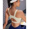 RUNNING GIRL High Impact Sports Bras for Women,Racerback Running Bra Workout Crop Tank Tops Longline Sports Bra Push up(D-white Apricot)