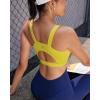 RUNNING GIRL High Impact Sports Bras for Women,Racerback Running Bra Workout Crop Tank Tops Longline Sports Bra Push up(D-yellow)