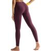 RUNNING GIRL Leggings for Women 25″ Inseam, High Waisted Compression Buttery Soft Yoga Pants with Pockets(Maroon)