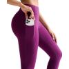 RUNNING GIRL Leggings for Women 25″ Inseam, High Waisted Compression Buttery Soft Yoga Pants with Pockets(Plum)
