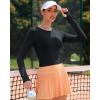 RUNNING GIRL Long Sleeve Workout Tops for Women Soft Crew Neck Basic Tight Cropped Top Casual Seamless Shirt(A-black)