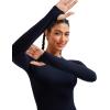 RUNNING GIRL Long Sleeve Workout Tops for Women Soft Crew Neck Basic Tight Cropped Top Casual Seamless Shirt(A-black)