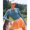RUNNING GIRL Long Sleeve Workout Tops for Women Soft Crew Neck Basic Tight Cropped Top Casual Seamless Shirt(A-evening Blue)
