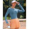 RUNNING GIRL Long Sleeve Workout Tops for Women Soft Crew Neck Basic Tight Cropped Top Casual Seamless Shirt(A-evening Blue)