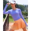 RUNNING GIRL Long Sleeve Workout Tops for Women Soft Crew Neck Basic Tight Cropped Top Casual Seamless Shirt(A-light Blue)