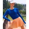 RUNNING GIRL Long Sleeve Workout Tops for Women Soft Crew Neck Basic Tight Cropped Top Casual Seamless Shirt(A-navy)