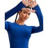 RUNNING GIRL Long Sleeve Workout Tops for Women Soft Crew Neck Basic Tight Cropped Top Casual Seamless Shirt(A-navy)