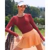 RUNNING GIRL Long Sleeve Workout Tops for Women Soft Crew Neck Basic Tight Cropped Top Casual Seamless Shirt(A-red)