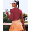 RUNNING GIRL Long Sleeve Workout Tops for Women Soft Crew Neck Basic Tight Cropped Top Casual Seamless Shirt(A-red)