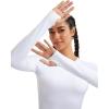 RUNNING GIRL Long Sleeve Workout Tops for Women Soft Crew Neck Basic Tight Cropped Top Casual Seamless Shirt(A-white)