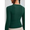 RUNNING GIRL Long Sleeve Yoga Shirts for Women, Soft Fitted Seamless Stretchy Casual Crew Neck Athletic Basic Shirt(A-forest Green)