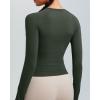 RUNNING GIRL Long Sleeve Yoga Shirts for Women, Soft Fitted Seamless Stretchy Casual Crew Neck Athletic Basic Shirt(A-slate Green)