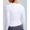 RUNNING GIRL Long Sleeve Yoga Shirts for Women, Soft Fitted Seamless Stretchy Casual Crew Neck Athletic Basic Shirt(A-white)