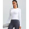 RUNNING GIRL Long Sleeve Yoga Shirts for Women, Soft Fitted Seamless Stretchy Casual Crew Neck Athletic Basic Shirt(A-white)