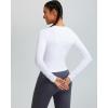 RUNNING GIRL Long Sleeve Yoga Shirts for Women, Soft Fitted Seamless Stretchy Casual Crew Neck Athletic Basic Shirt(A-white)