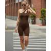 RUNNING GIRL One Piece Jumpsuits for Women, Ribbed Seamless Workout Bodysuit for Women with Tummy Control(1-brown)