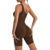 RUNNING GIRL One Piece Jumpsuits for Women, Ribbed Seamless Workout Bodysuit for Women with Tummy Control(1-brown)