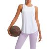 RUNNING GIRL Racerback Running Yoga Athletic Tank Tops for Women, Sleeveless Workout Tank Tops Woman Tennis Shirts(White)