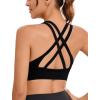 RUNNING GIRL Sports Bra for Women High Support, Criss-Cross Back Padded Strappy Sports Bras Yoga Bra with Removable Cups(1-black+grey+dark Blue)