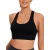 RUNNING GIRL Sports Bra for Women High Support, Criss-Cross Back Padded Strappy Sports Bras Yoga Bra with Removable Cups(1-black+grey+dark Blue)