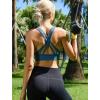 RUNNING GIRL Sports Bra for Women High Support, Criss-Cross Back Padded Strappy Sports Bras Yoga Bra with Removable Cups(1-black+grey+dark Blue)