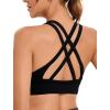 RUNNING GIRL Sports Bra for Women High Support, Criss-Cross Back Padded Strappy Sports Bras Yoga Bra with Removable Cups(1-black+grey+white)