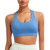 RUNNING GIRL Sports Bra for Women High Support, Criss-Cross Back Padded Strappy Sports Bras Yoga Bra with Removable Cups(1-blue)