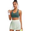 RUNNING GIRL Sports Bra for Women High Support, Criss-Cross Back Padded Strappy Sports Bras Yoga Bra with Removable Cups(1-dark Green)