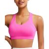 RUNNING GIRL Sports Bra for Women High Support, Criss-Cross Back Padded Strappy Sports Bras Yoga Bra with Removable Cups(1-hot Pink)