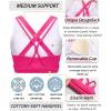 RUNNING GIRL Sports Bra for Women High Support, Criss-Cross Back Padded Strappy Sports Bras Yoga Bra with Removable Cups(1-hot Pink)