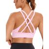 RUNNING GIRL Sports Bra for Women High Support, Criss-Cross Back Padded Strappy Sports Bras Yoga Bra with Removable Cups(1-white+pink+green)