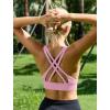 RUNNING GIRL Sports Bra for Women High Support, Criss-Cross Back Padded Strappy Sports Bras Yoga Bra with Removable Cups(1-white+pink+green)