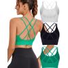 RUNNING GIRL Sports Bra for Women High Support, Criss-Cross Back Padded Strappy Sports Bras Yoga Bra with Removable Cups(2-black+white+green)