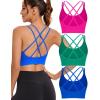 RUNNING GIRL Sports Bra for Women High Support, Criss-Cross Back Padded Strappy Sports Bras Yoga Bra with Removable Cups(2-blue+pink+green)