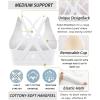 RUNNING GIRL Sports Bra for Women High Support, Criss-Cross Back Padded Strappy Sports Bras Yoga Bra with Removable Cups(A-white)